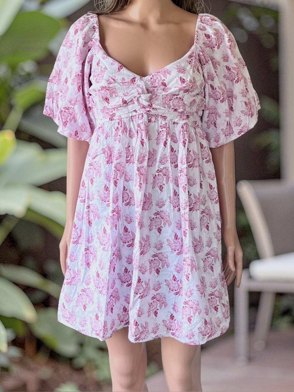 Trixxi XL Pink Floral Cottagecore Babydoll Dress Puff Sleeve